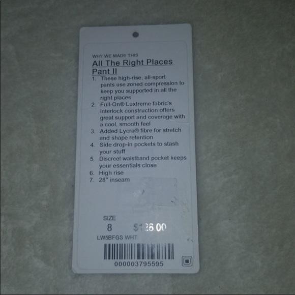Lululemon White ATRP Pant 2 Size 8 28” inseam - Picture 8 of 8